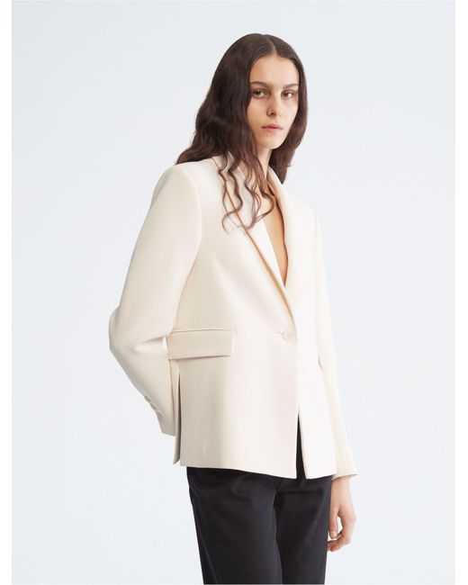 Calvin Klein White Boxy Fit Single Button Blazer