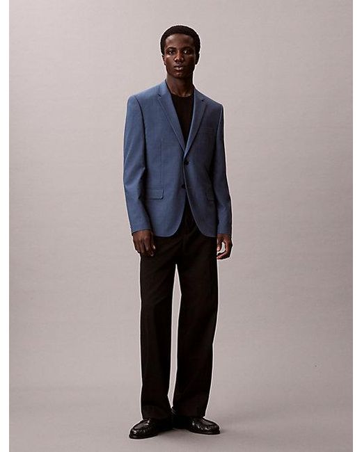 Calvin Klein Blue Houndstooth Slim Blazer for men