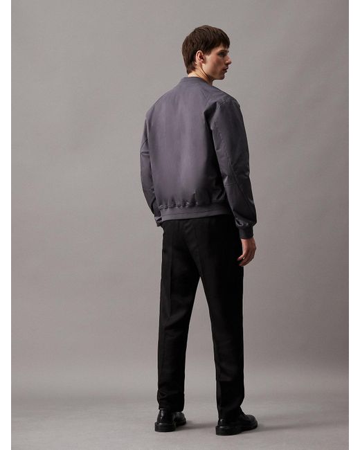 Calvin Klein Gray Sateen Stretch Bomber Jacket for men