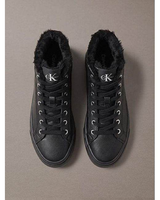 Calvin Klein Brown Leather Platform High Top Trainers