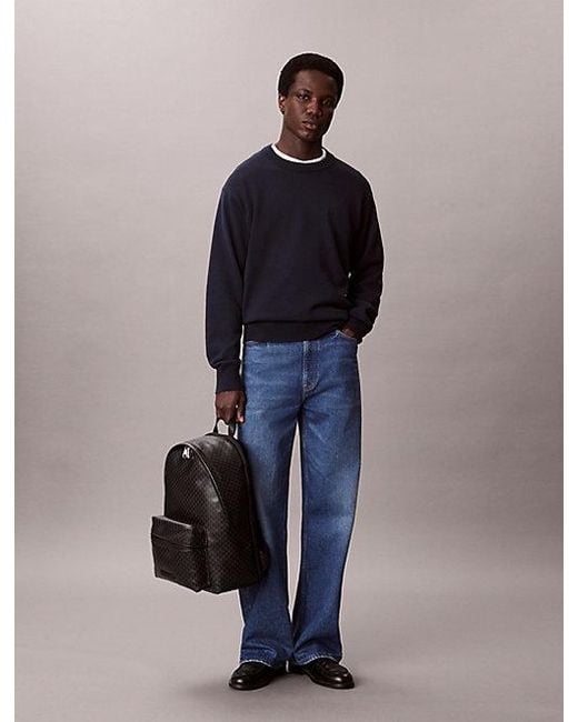 Calvin Klein Black Coated Canvas Emblem Logo Backpack for men