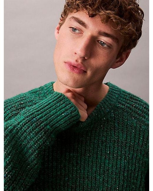 Calvin Klein Green Jeans Wool Blend Relaxed Raglan Jumper for men