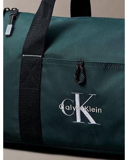 Calvin Klein Green Bold Logo Nylon Duffle Bag for men