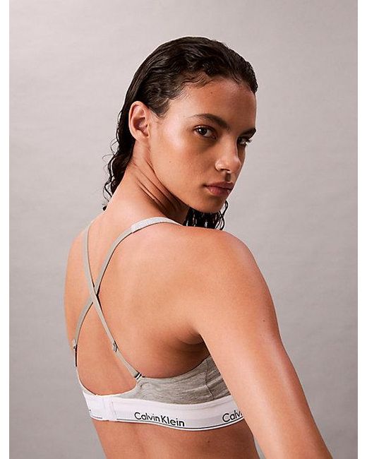 Calvin Klein Gray Lightly Lined Bralette Icon Cotton Modal