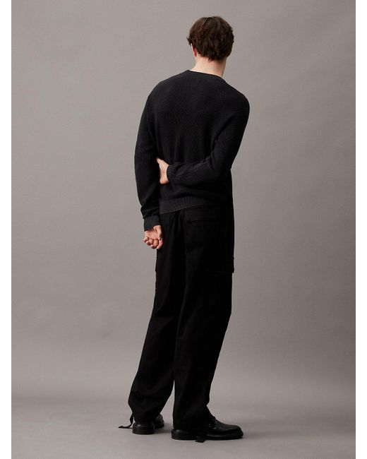 Calvin Klein Black Cotton Twill Cargo Pants for men