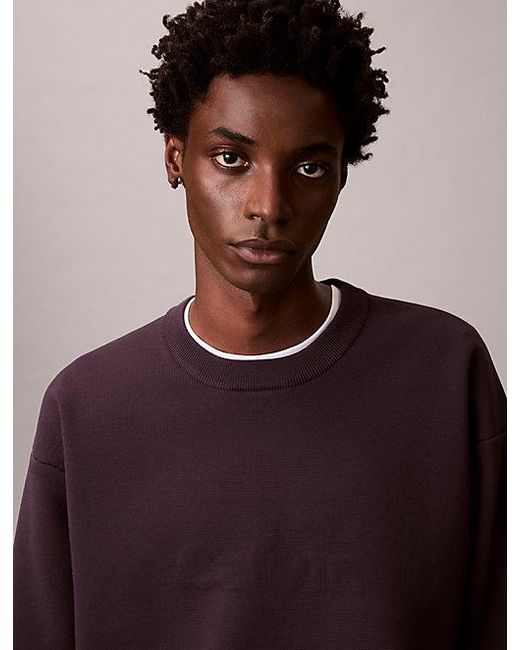 Calvin Klein Purple Jeans Logo Graphic Relaxed Jumper for men