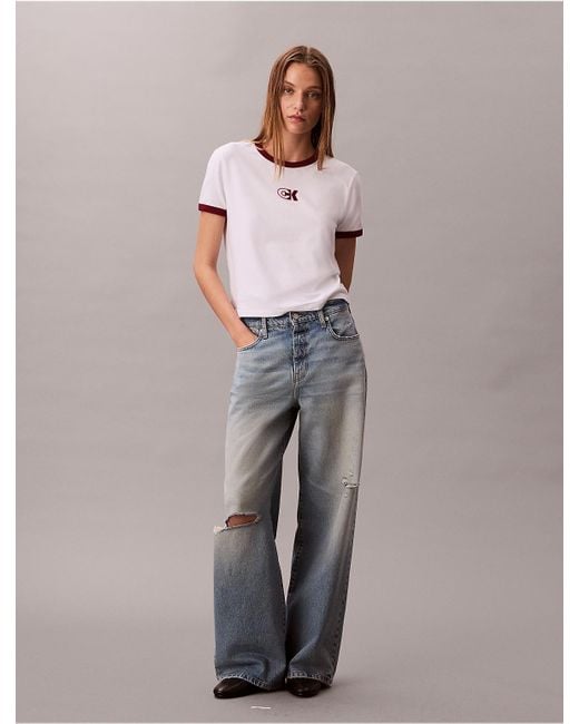 Calvin Klein Multicolor Calvin Klein Monogram Logo Slim Ringer T-Shirt