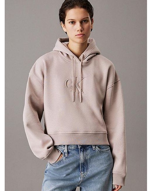 Sudadera holgada con capucha y monograma Calvin Klein de color Gray