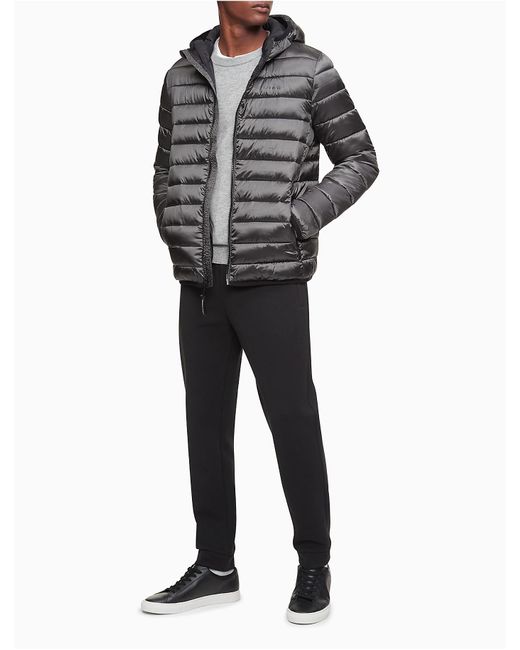Calvin Klein Gray Packable Lightweight Full Zip Puffer Jacket for men