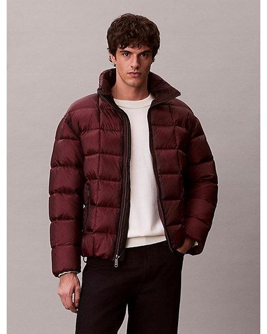 Calvin Klein Multicolor Jeans Ripstop Mock Neck Puffer Jacket for men
