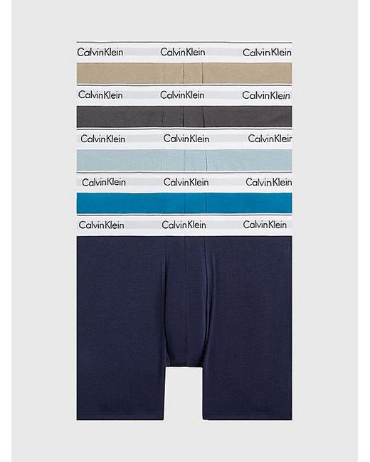 Calvin Klein 5-pack Boxers Lang - Modern Cotton in het Blue voor heren
