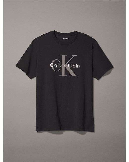 Calvin Klein Blue Monogram Logo Crewneck T-shirt for men