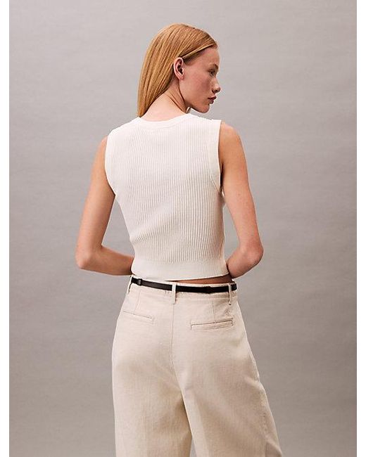 Calvin Klein Natural Weich Gerippte Weste Mit Rundhalsausschnitt