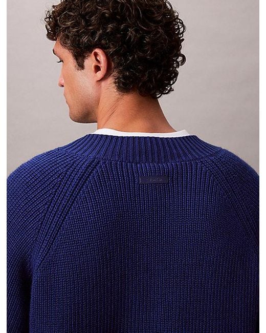 Calvin Klein Pullover Mit V-Ausschnitt Aus Wollgemisch in Blue für Herren
