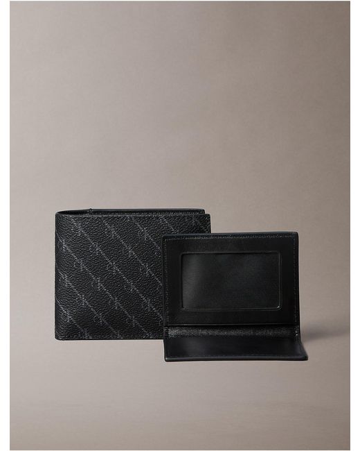 Calvin Klein Gray Textured Monogram Id Wallet for men