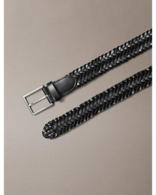 Calvin Klein Black Braided Leather Belt for men