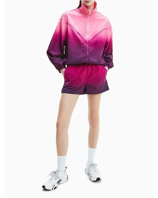 Calvin Klein Pink Dip-dye Logo Windbreaker Jacket