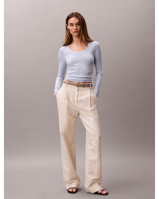 Calvin Klein Multicolor Ribbed Modal Long Sleeve T-Shirt