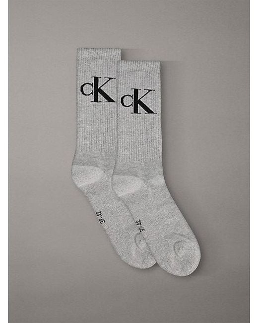 Calvin Klein Gray 2 Pack Soft Cotton Stretch Crew Socks for men
