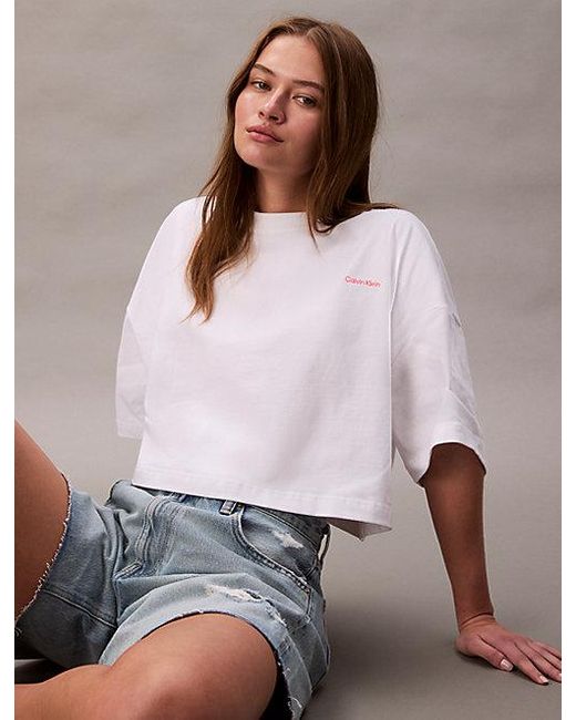 Calvin Klein Jersey Bijgesneden Boxy T-Shirt in het White