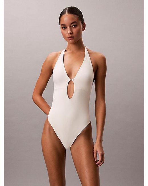 Calvin Klein Plunge Badpak in het White