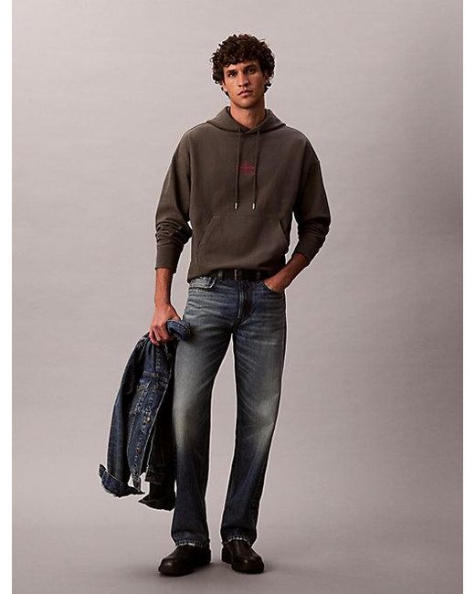 Calvin Klein Brown Jeans Monologo Premium Fleece Hoodie for men