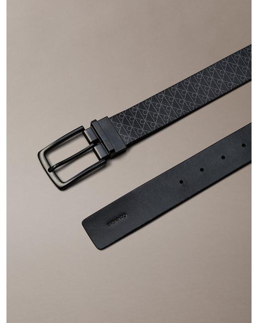 Cintura Double-Face Con Logo di Calvin Klein in Black da Uomo