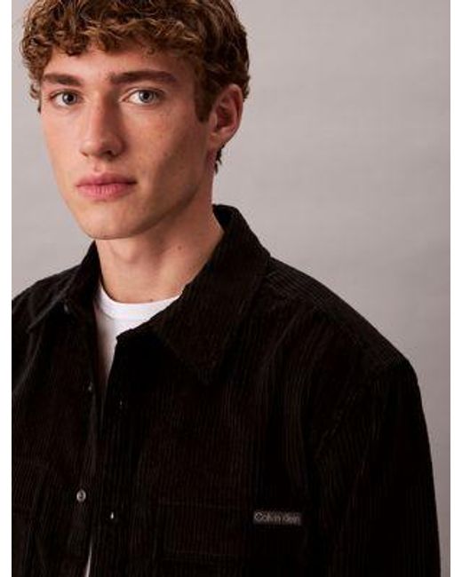 Camisa de pana holgada con botones Calvin Klein de hombre de color Black