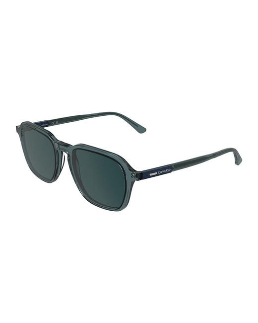 Calvin Klein Green Acetate Modified Rectangle Sunglasses for men