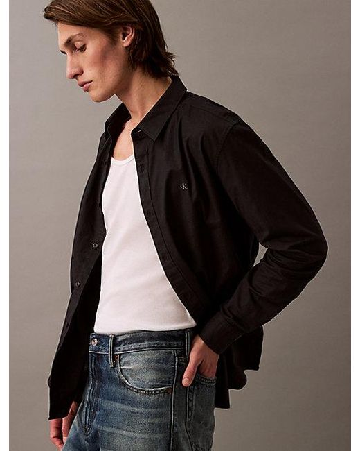 Calvin Klein Effen Klassiek Oxford Button-Down Overhemd in het Black voor heren