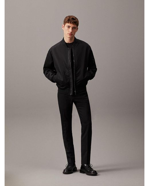 Calvin Klein Black Slim Wool Stretch Suit Trousers for men