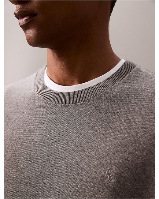 Calvin Klein Gray Calvin Klein Smooth Cotton Sweater for men