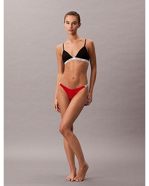 Calvin Klein Red Dipped String Thong Icon Logo