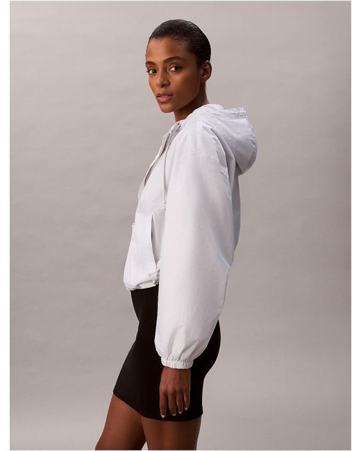 Calvin Klein White Emblem Logo Jacquard Wind Jacket