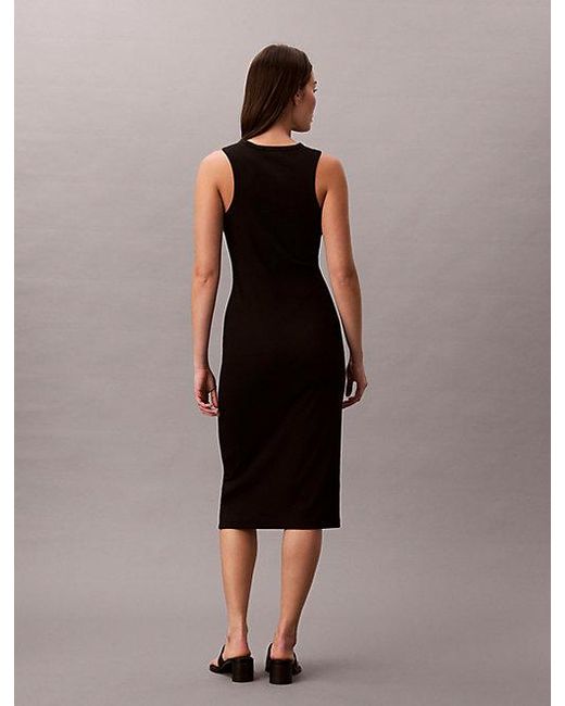 Calvin Klein Brown Jeans Ribbed Cotton Midi Tank Dress