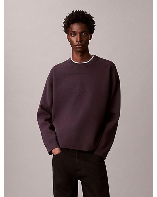 Calvin Klein Purple Jeans Logo Graphic Relaxed Jumper for men