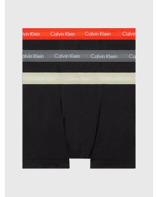 Calvin Klein Black 3 Pack Trunks - Cotton Stretch for men