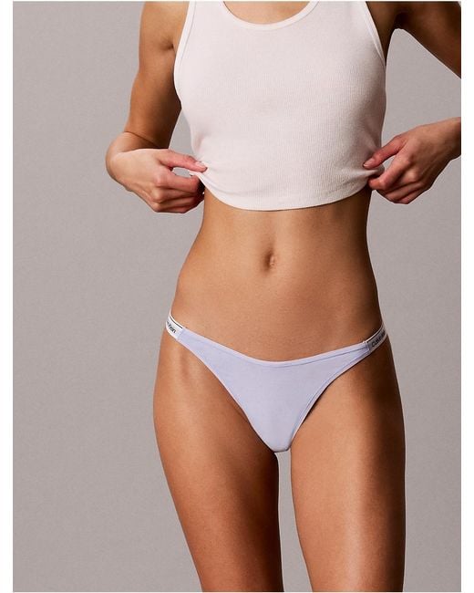 Calvin Klein Gray Icon Logo Dipped String Thong
