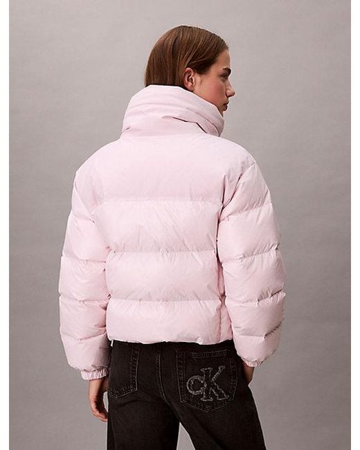 Calvin Klein Matglanzend Pufferjack in het Pink