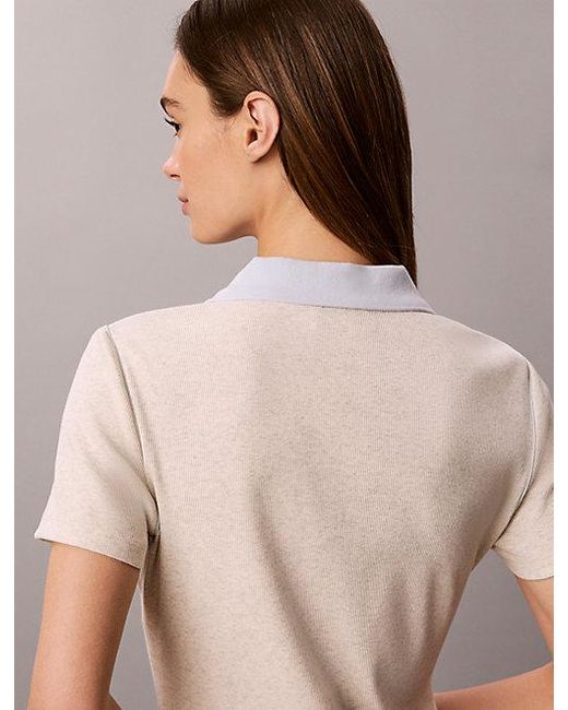 Calvin Klein Natural Jeans Slim Ribbed Cotton Polo Dress