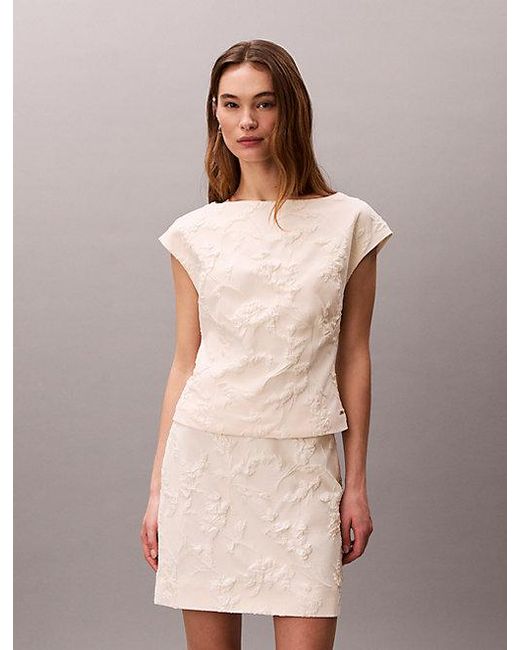 Calvin Klein Cloque Minirok in het Natural