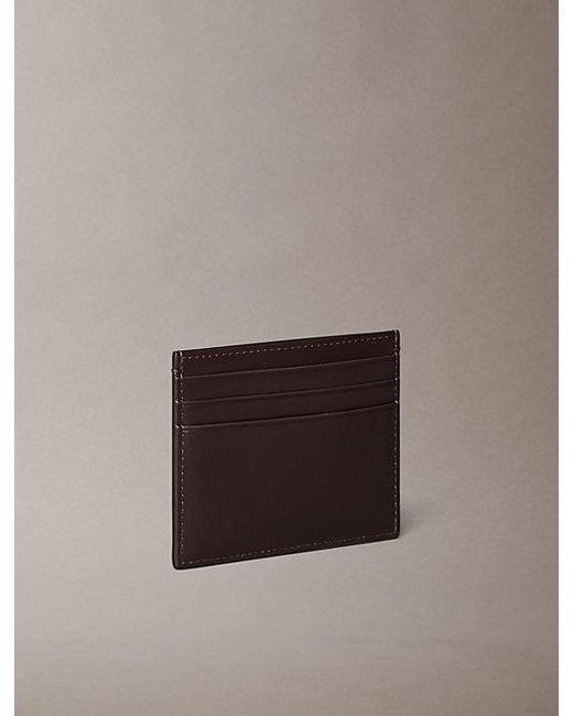 Calvin Klein Brown Leather Rfid Logo Cardholder for men