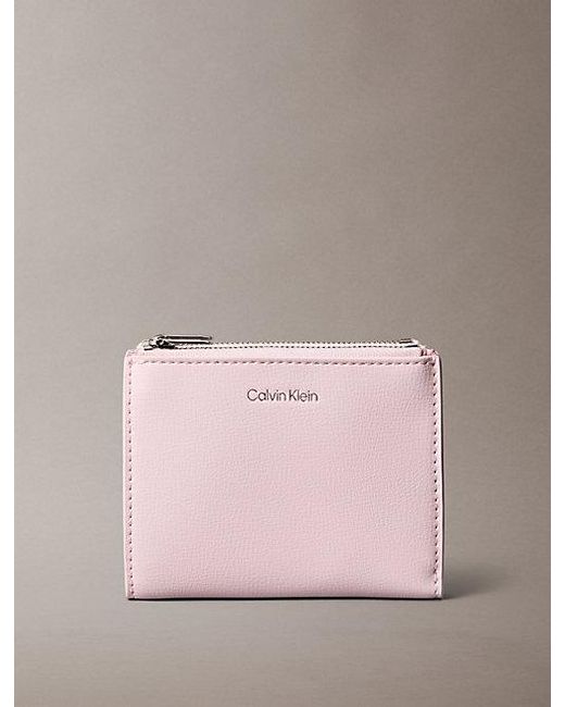 Calvin Klein Pink Foil Logo Double Zip Card Holder