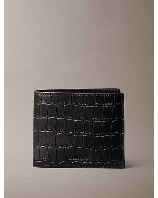 Calvin Klein Gray Croc Embossed Billfold Coin Wallet for men