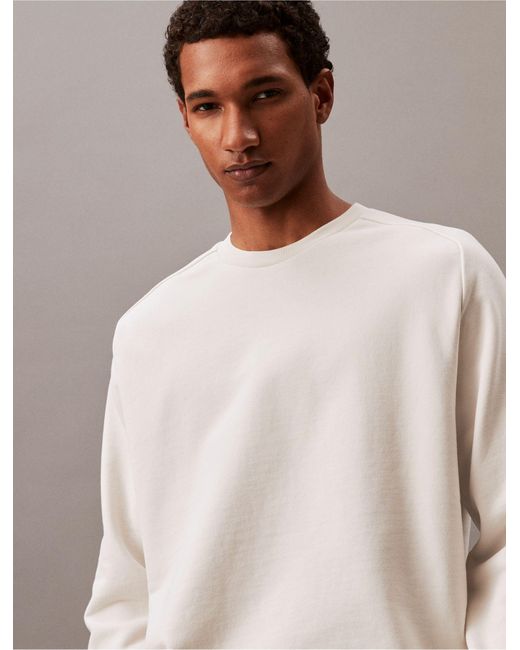 Calvin Klein Gray Luxe Terry Crewneck Sweatshirt for men