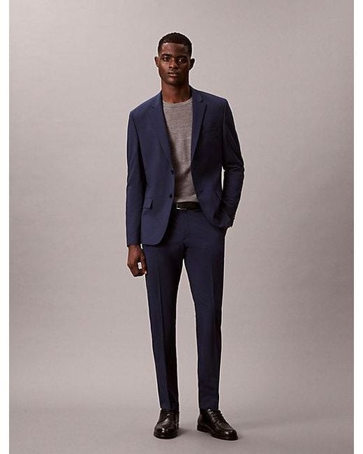Calvin Klein Blue Slim Wool Stretch Blazer for men
