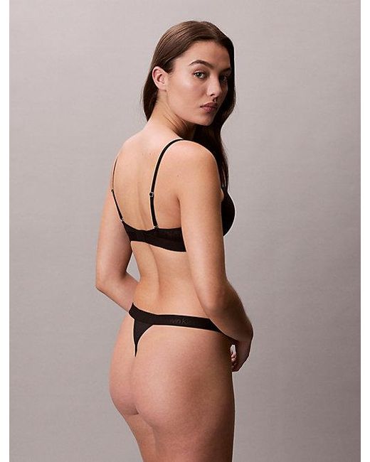 Calvin Klein White Thong Microfibre Lace