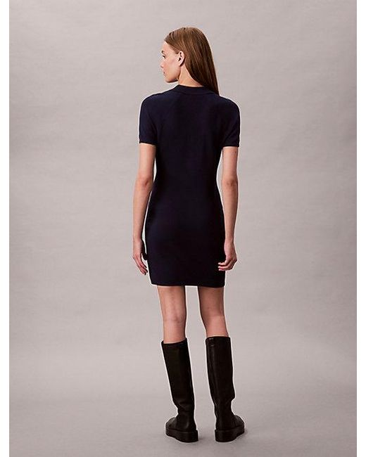 Calvin Klein Black Jeans Slim Zip Neck Polo Dress