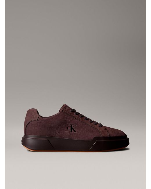 Calvin Klein Brown Leather Warm Durable Traction Trainers for men