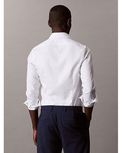 Calvin Klein Gray Slim Stretch Collar Non Iron Shirt for men